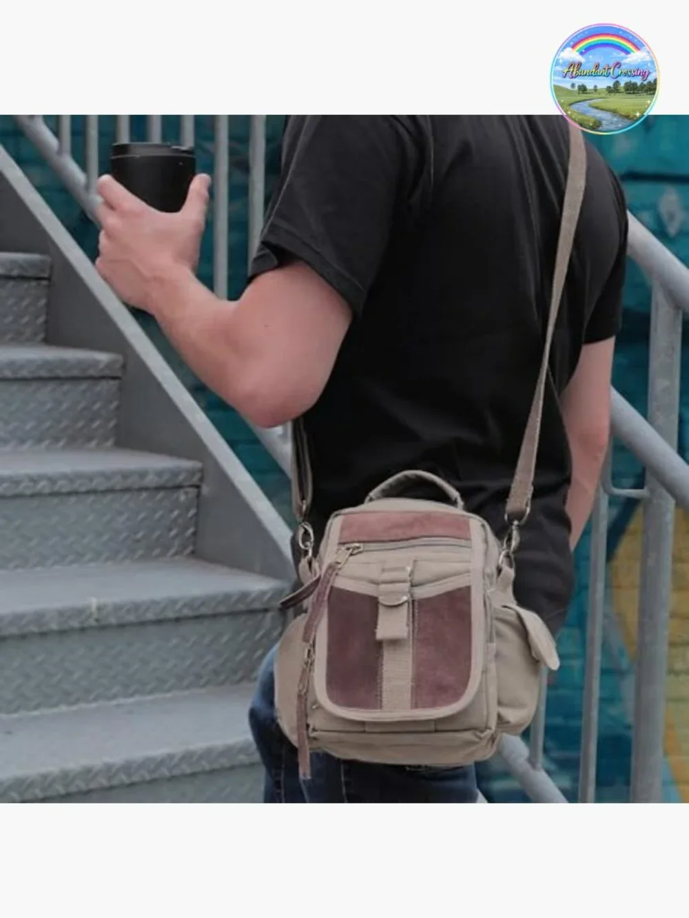 Vintage Canvas & Leather Travel Shoulder Bag for Organizing Essentials